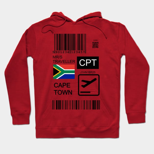 Cape Town South Africa travel ticket Hoodie by Travellers